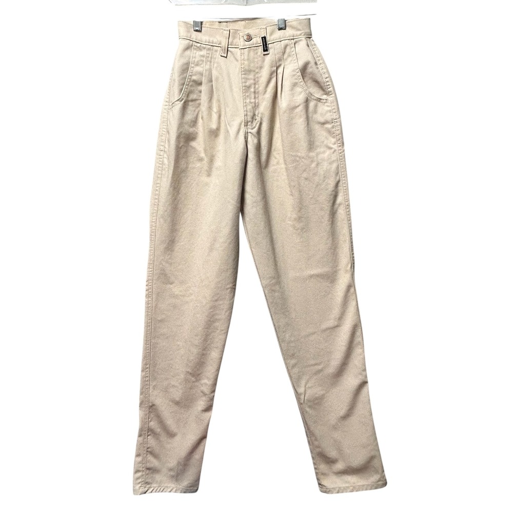 Rockies Jeans TZR Trouser Women's Sz 1/2 L Mom Relaxed Fit Pleated Beige Cotton